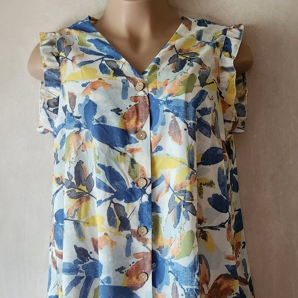 Shein Curve dress sz 2X blue yellow floral EUC